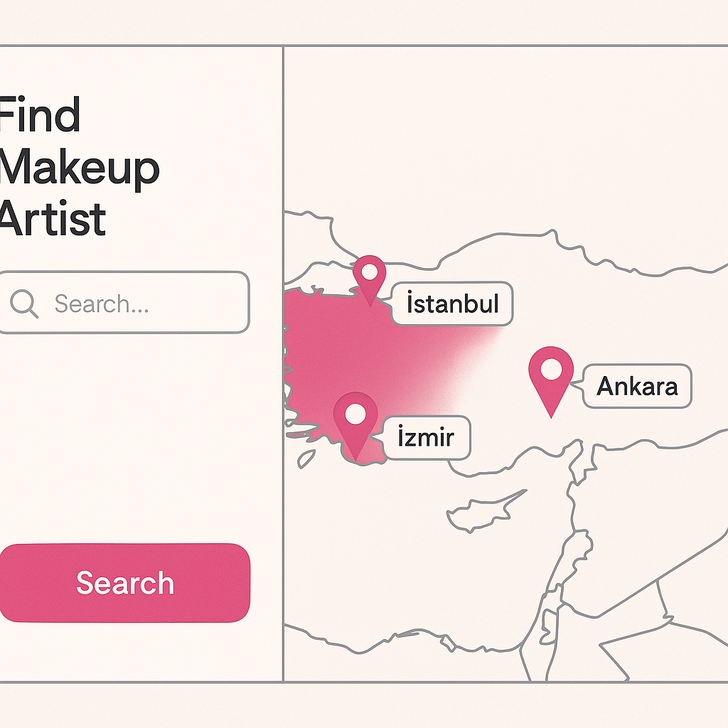 Şehir bazlı makyaj sanatçısı arama özelliği, İstanbul, Ankara, İzmir haritası